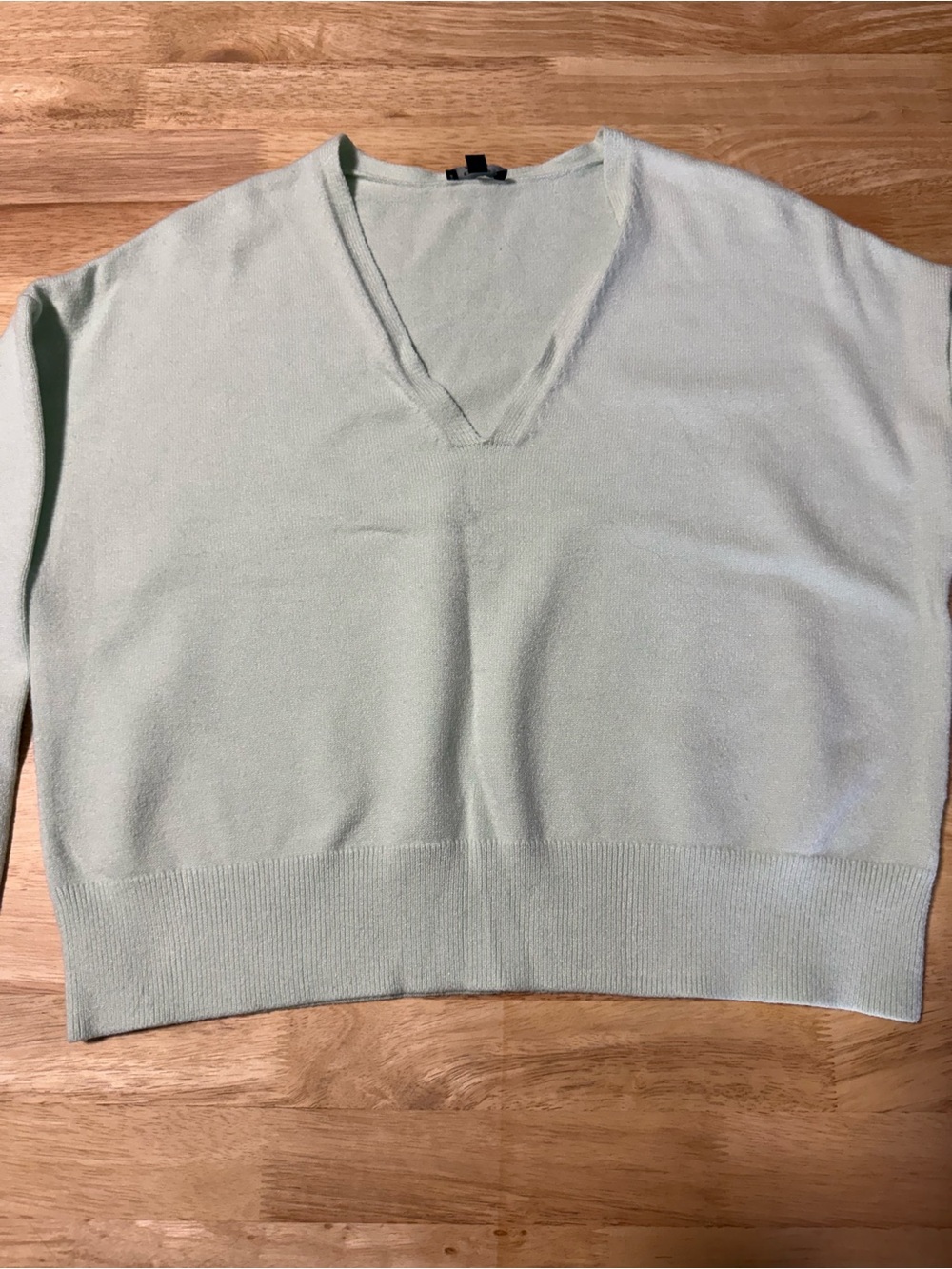 Express Women’s Small Mint Green V-Neck Oversized Relaxed Sweater